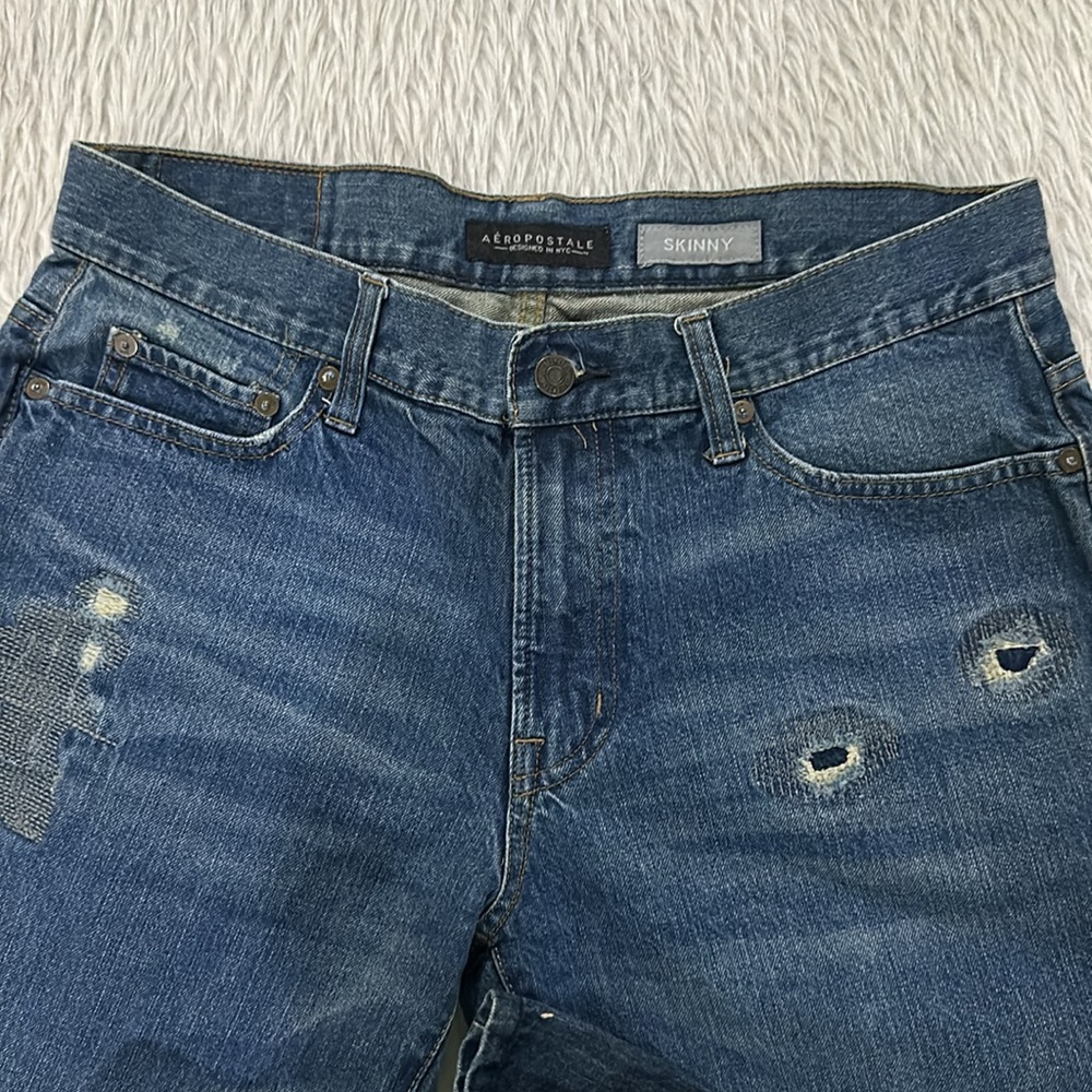 Aeropostale skinny distressed denim jeans size 34 - Picture 7 of 11
